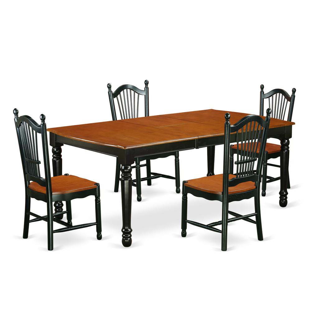 Dining Room Set Black & Cherry, DOVE5-BCH-W. Picture 1