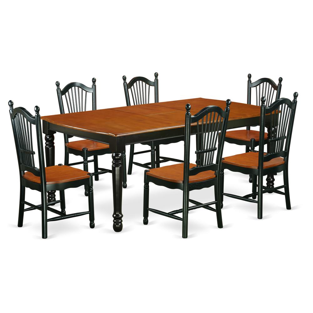 Dining Room Set Black & Cherry, DOVE7-BCH-W. Picture 1