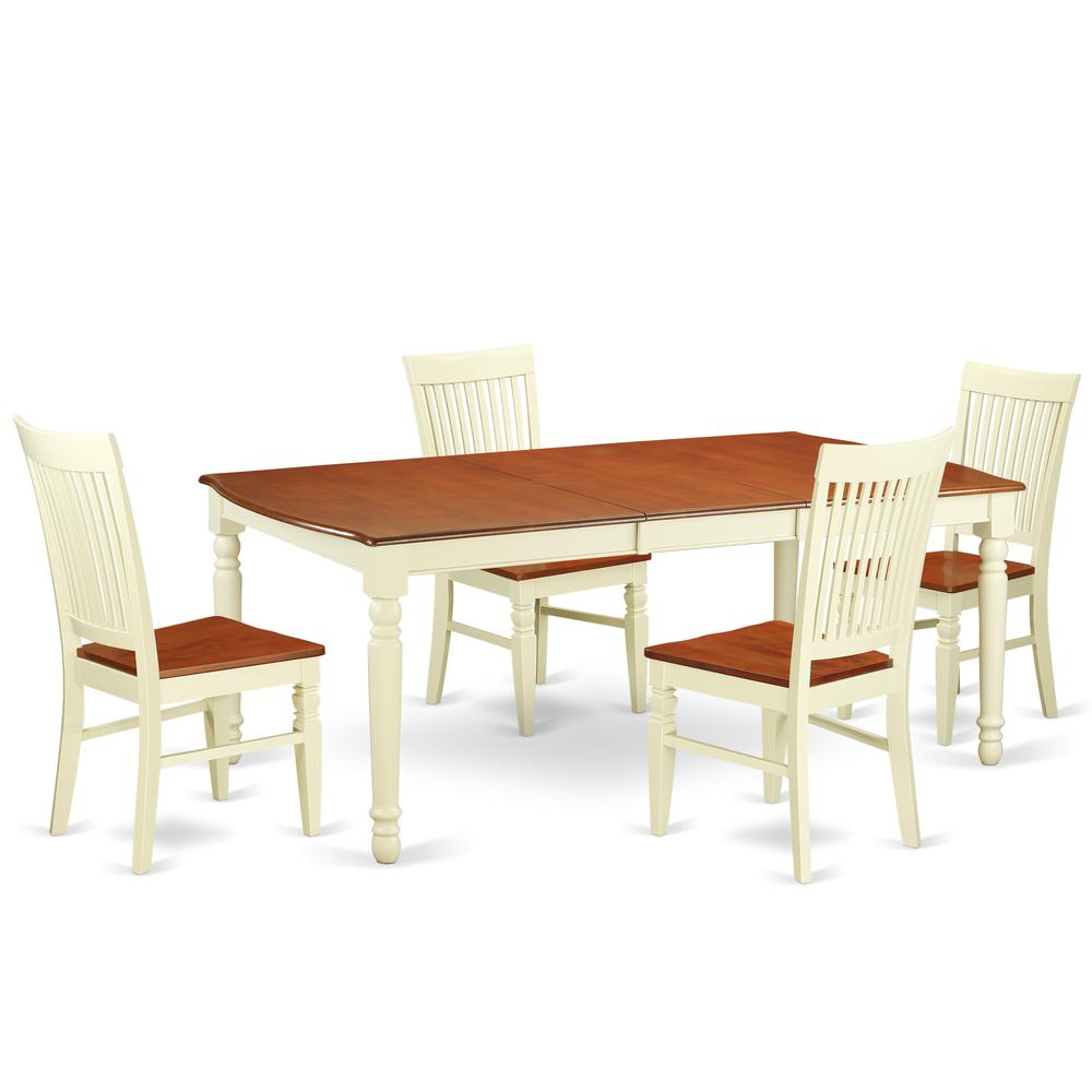 Dining Room Set Buttermilk & Cherry, DOWE5-BMK-W. Picture 1