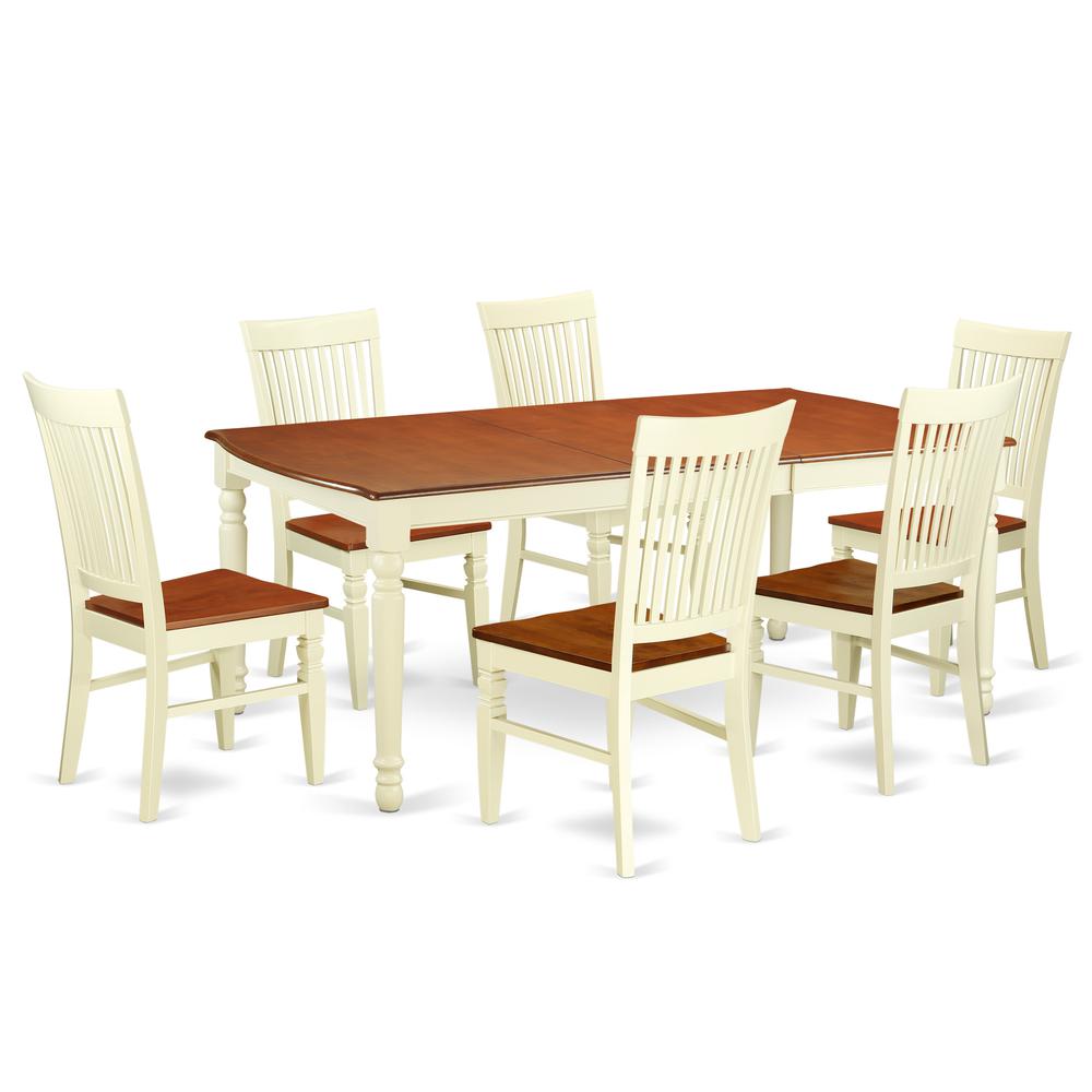 Dining Room Set Buttermilk & Cherry, DOWE7-BMK-W. Picture 1