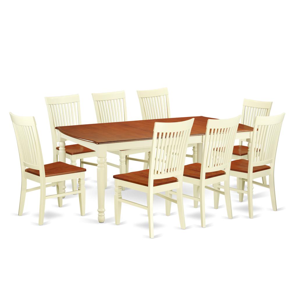 Dining Room Set Buttermilk & Cherry, DOWE9-BMK-W. Picture 1