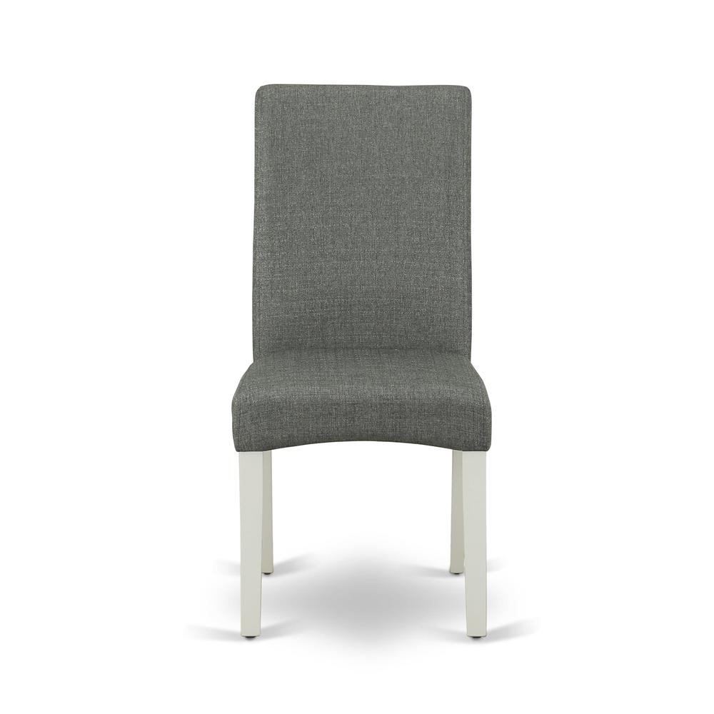 AMDR3-LWH-07 3 Piece Kitchen Table Set - 1 Modern Dining Table and 2 Grey Dining Chairs - Linen White Finish. Picture 5