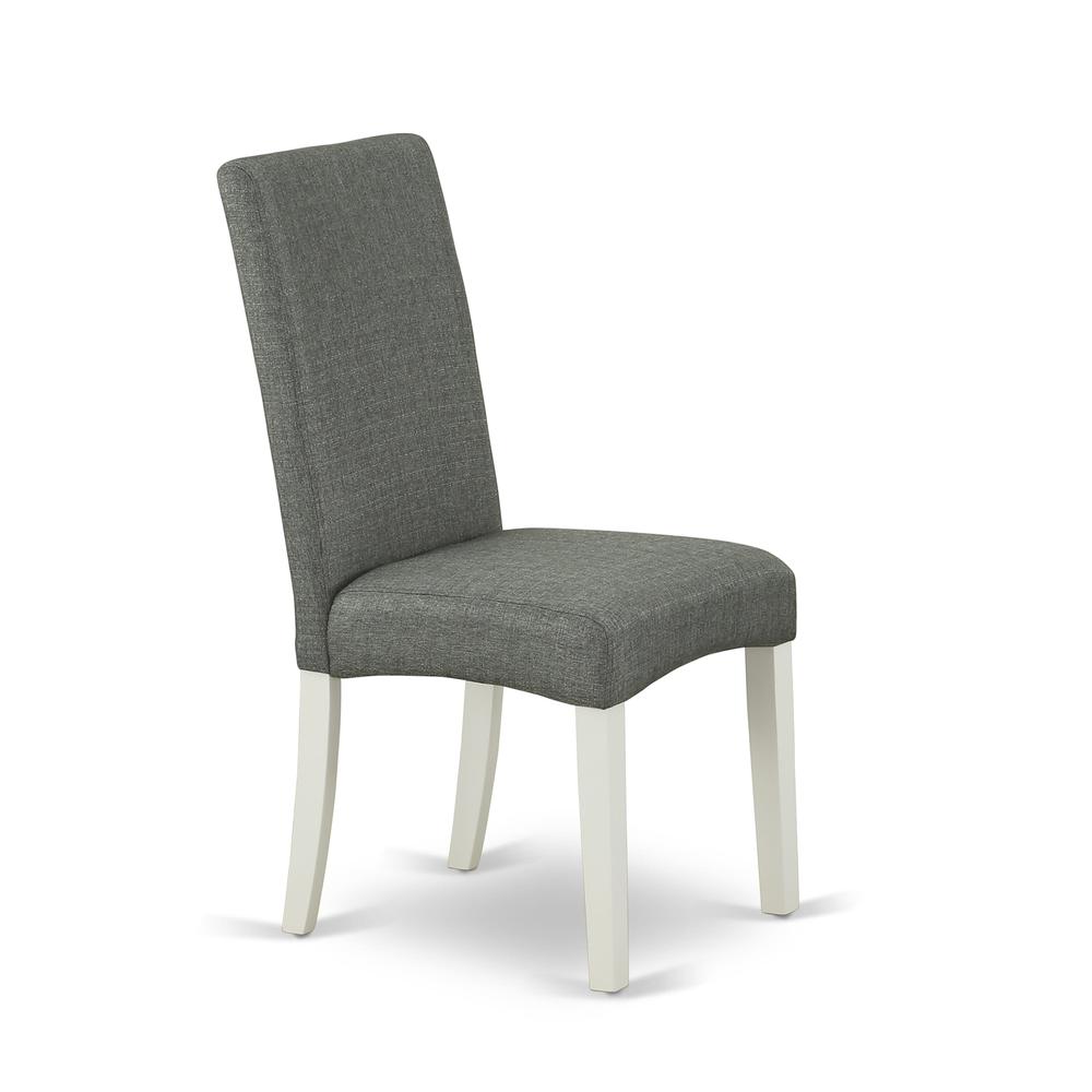 AMDR3-LWH-07 3 Piece Kitchen Table Set - 1 Modern Dining Table and 2 Grey Dining Chairs - Linen White Finish. Picture 6