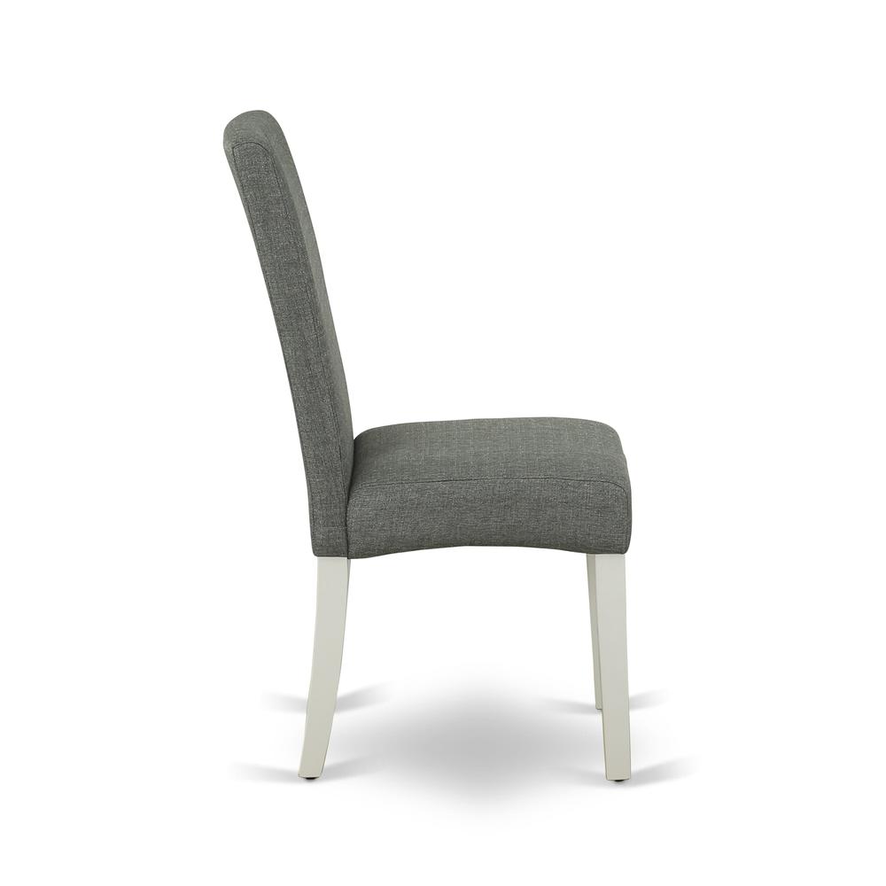 AMDR3-LWH-07 3 Piece Kitchen Table Set - 1 Modern Dining Table and 2 Grey Dining Chairs - Linen White Finish. Picture 7