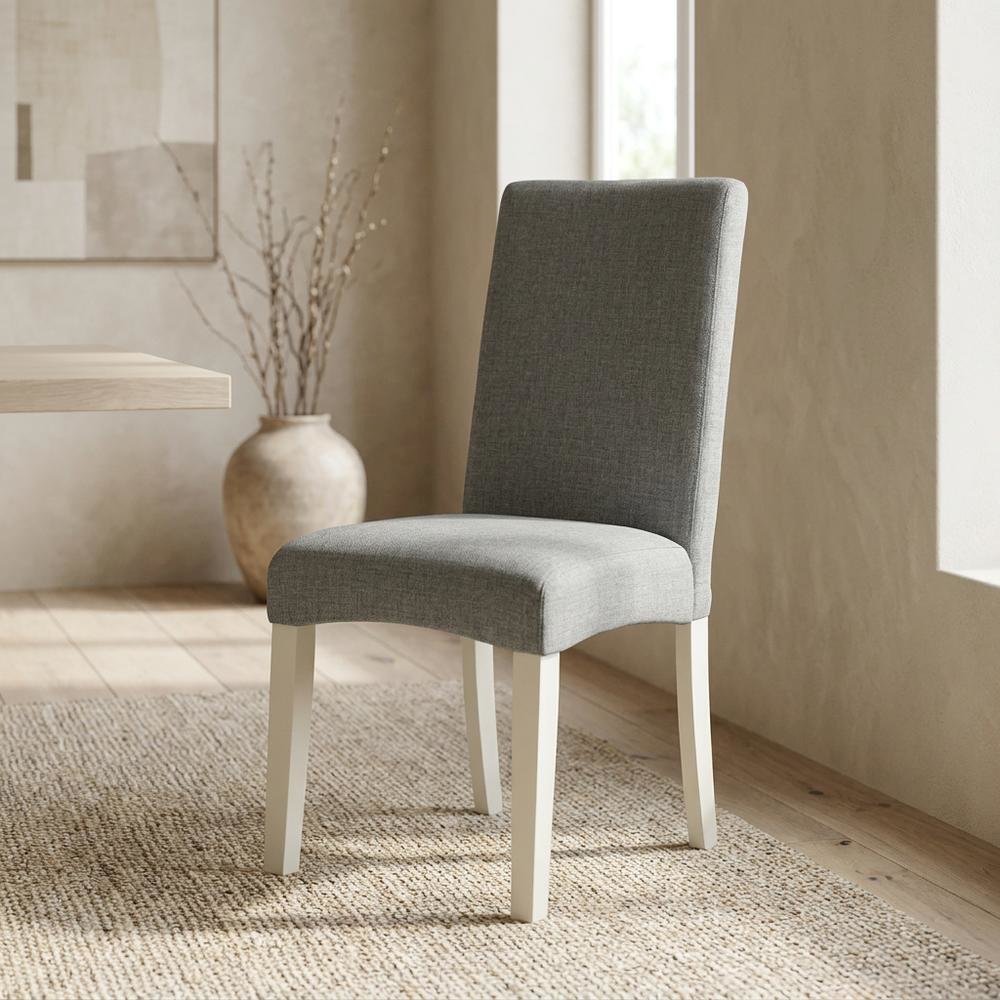 Linen Upholstered Parsons Dining Chair with Padded Seat for Dining Room, Set of 2. Picture 4