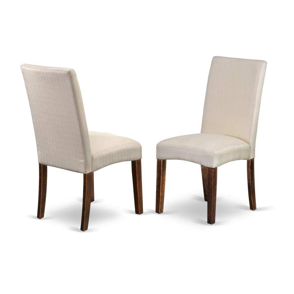 AMDR3-MAH-01 3 Piece Dining Table Set - 1 Wooden Dining Table and 2 Cream Padded Chairs - Mahogany Finish. Picture 4