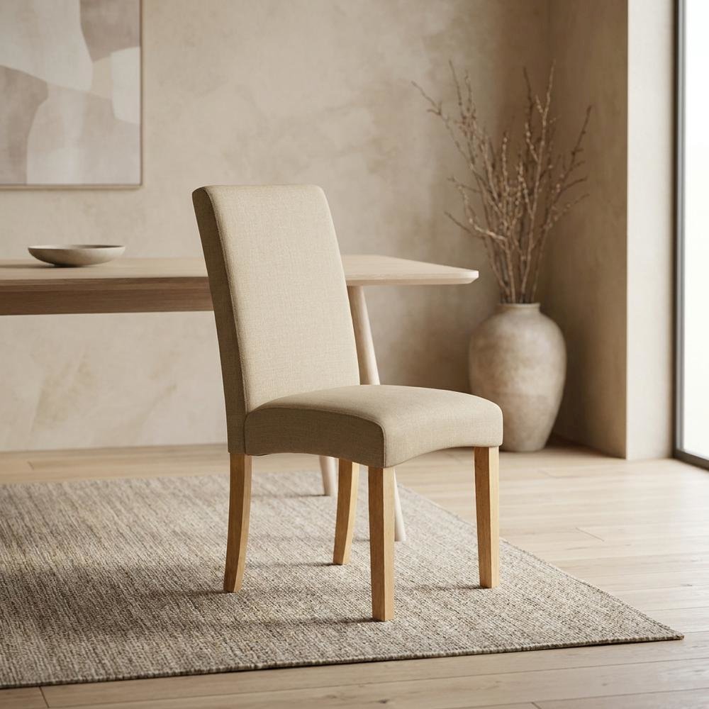 Oak Parsons Dining Chair with Upholstered Seat, High-Back Kitchen Chair, Set of 2. Picture 4