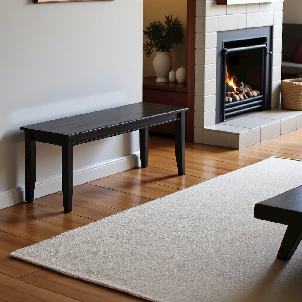 Elegant Solid Wood Dining Bench with Black Finish for Versatile Seating. Picture 2