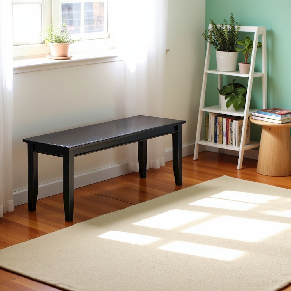 Elegant Solid Wood Dining Bench with Black Finish for Versatile Seating. Picture 3