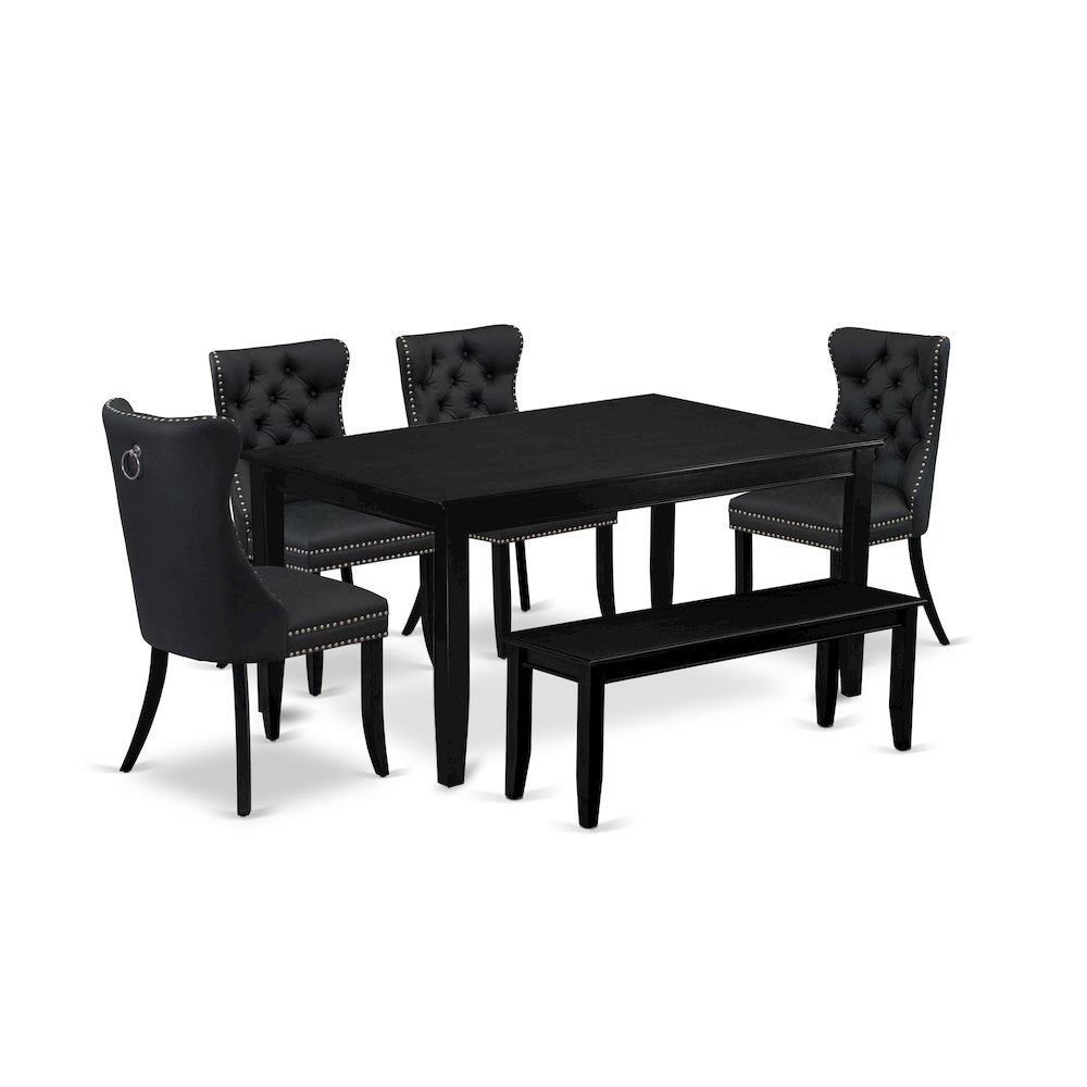 6 Piece Dining Table Set Contains a Rectangle Solid Wood Table. Picture 1