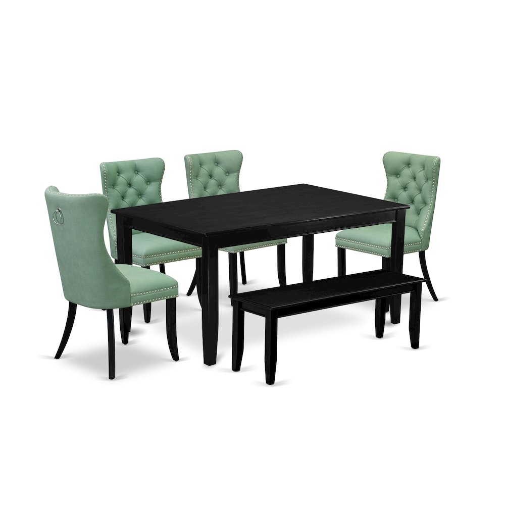 6 Piece Dining Room Set Consists of a Rectangle Solid Wood Table. Picture 1