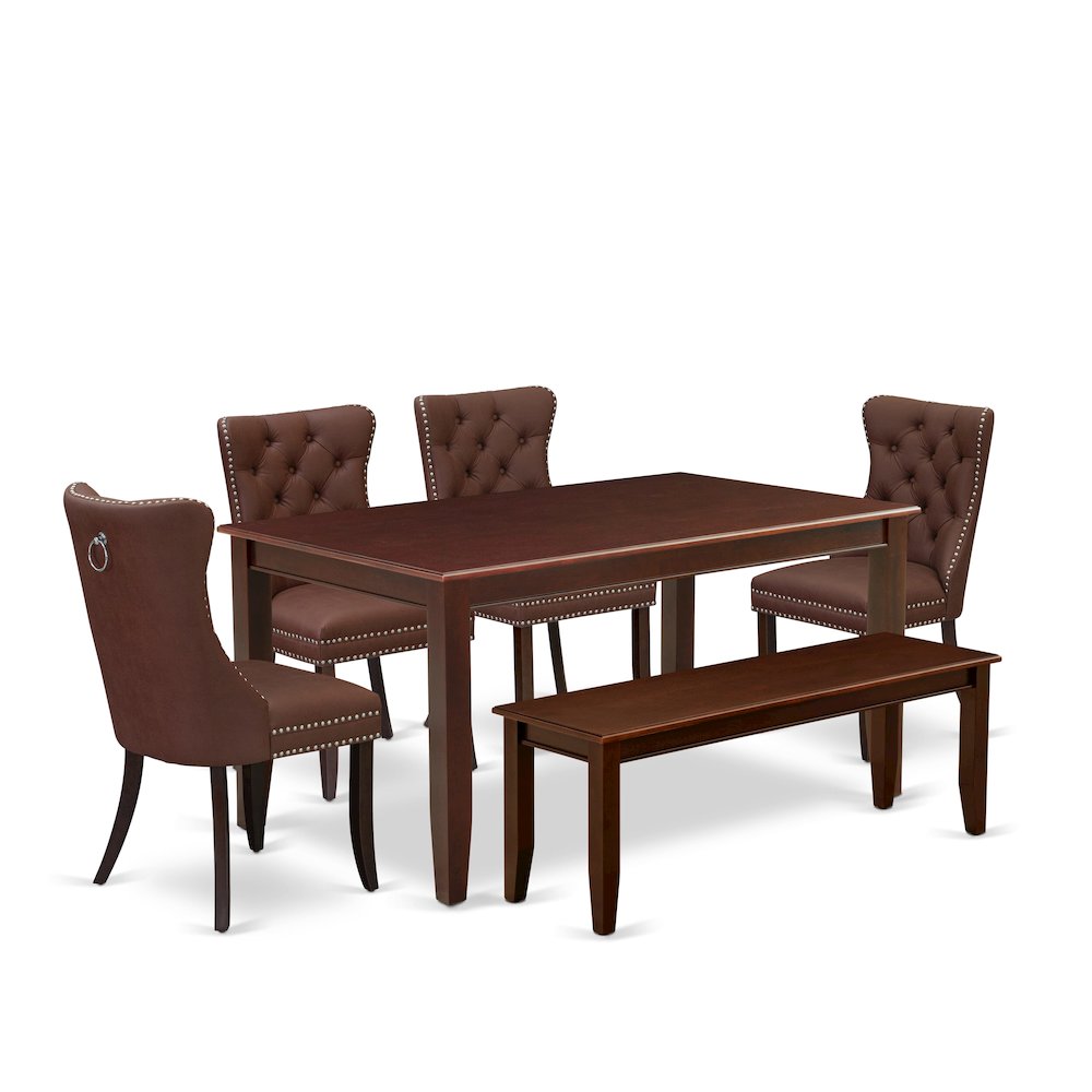 6 Piece Dining Room Set Consists of a Rectangle Solid Wood Table. Picture 1