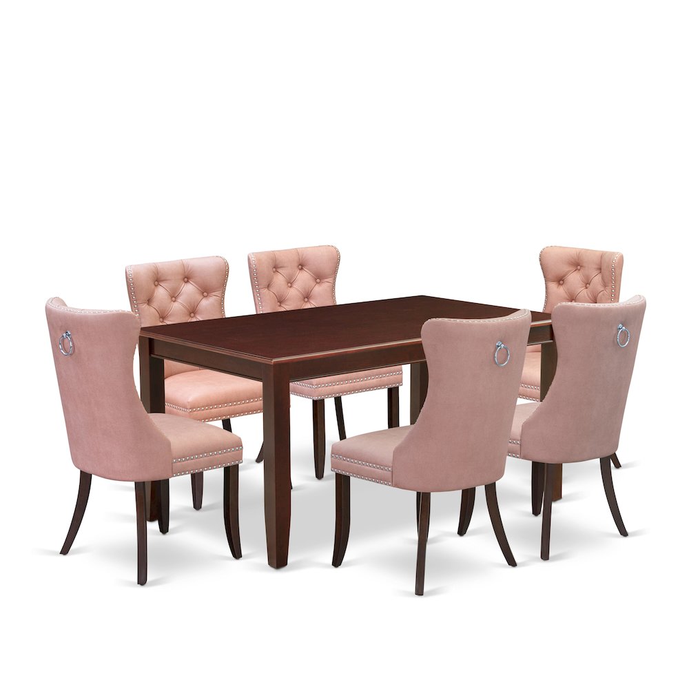 7 Piece Dining Room Table Set Consists of a Rectangle Kitchen Table. Picture 1