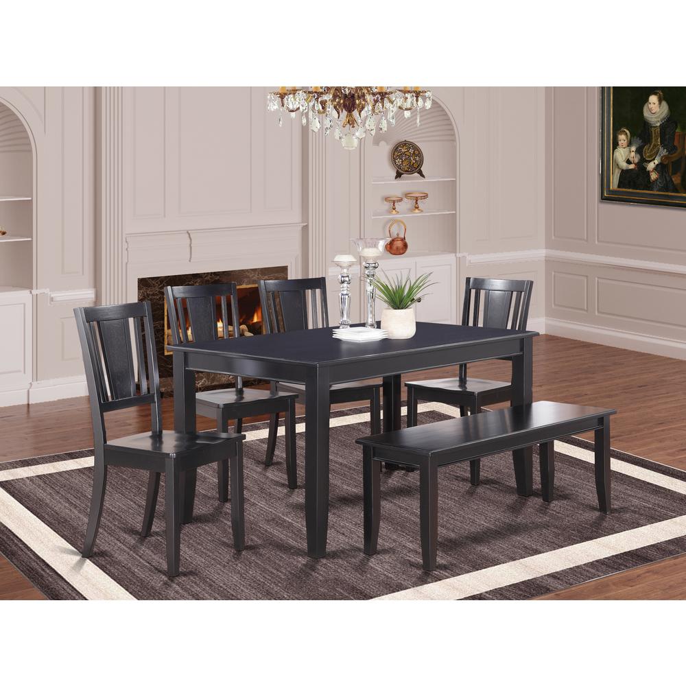 6  Pc  Dining  Table  with  bench-Dining  Table  and  4  Dining  Chairs  and  Bench. Picture 6