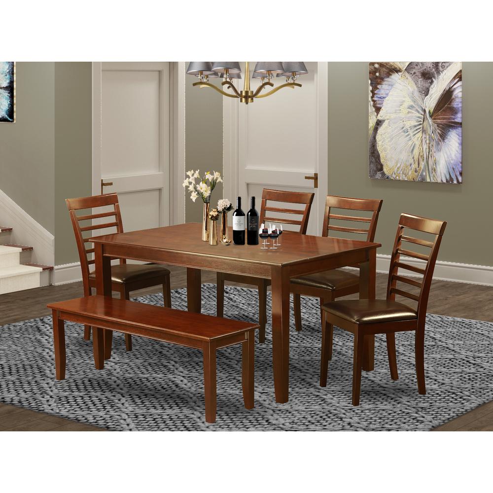 6  Pc  Dining  set  with  bench  -  Dining  Table  with  4  Dining  Chairs  plus  Bench. Picture 4