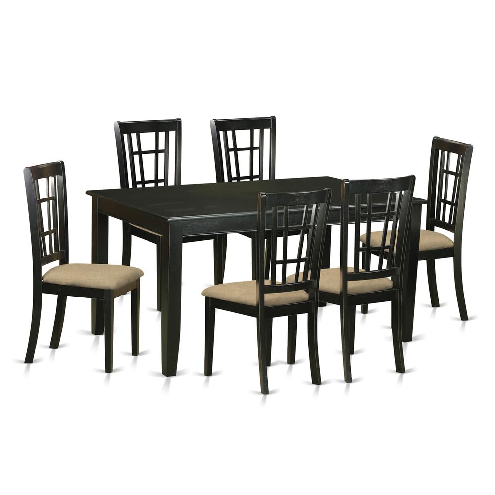 DUNI7-BLK-C 7 Pc Dining room set -Kitchen Table and 6 Dining Chairs. Picture 1