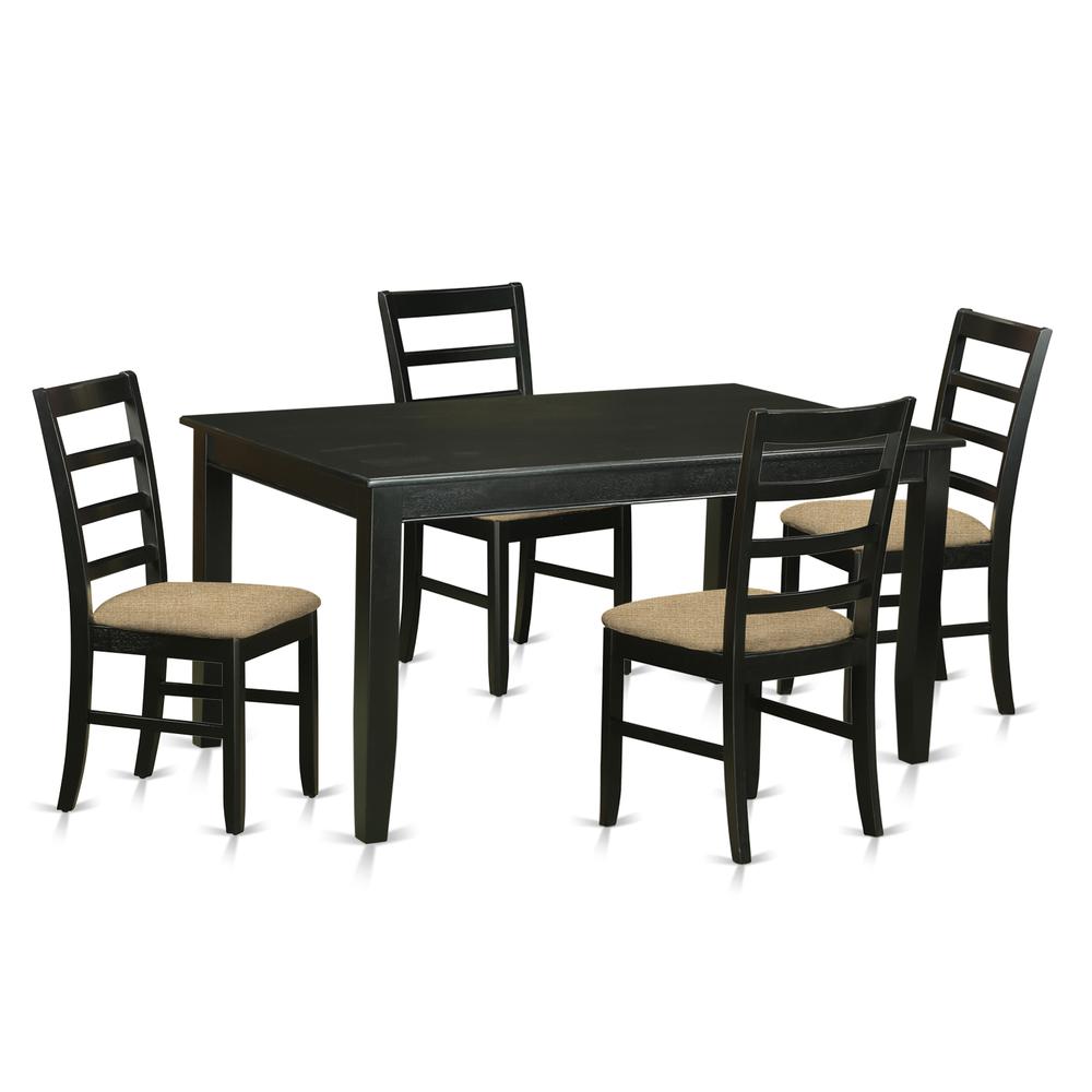 DUPF5-BLK-C 5 PcKitchen Table set for 4-Dining Table and 4 Kitchen Dining Chairs. Picture 1