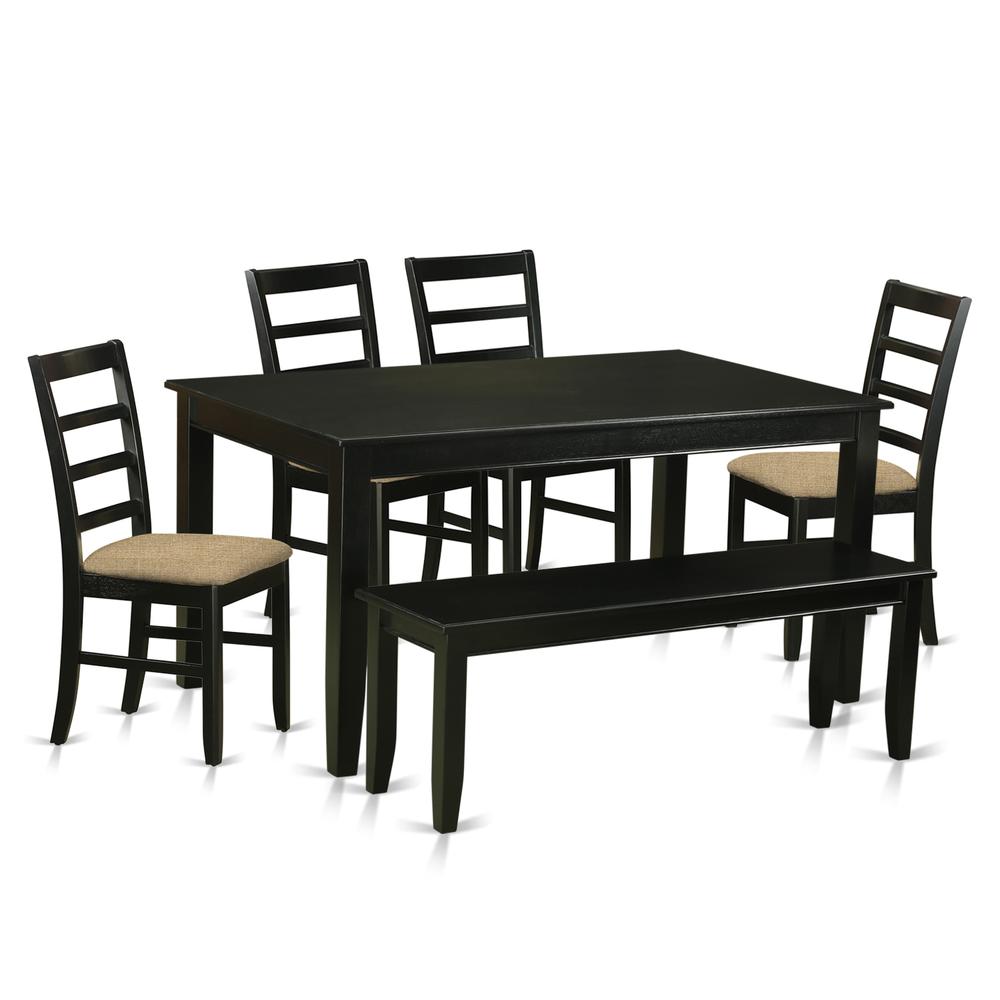 DUPF6-BLK-C 6 PC Dining room set - Dining Table and 4 Dining Chairs and also Bench. Picture 1