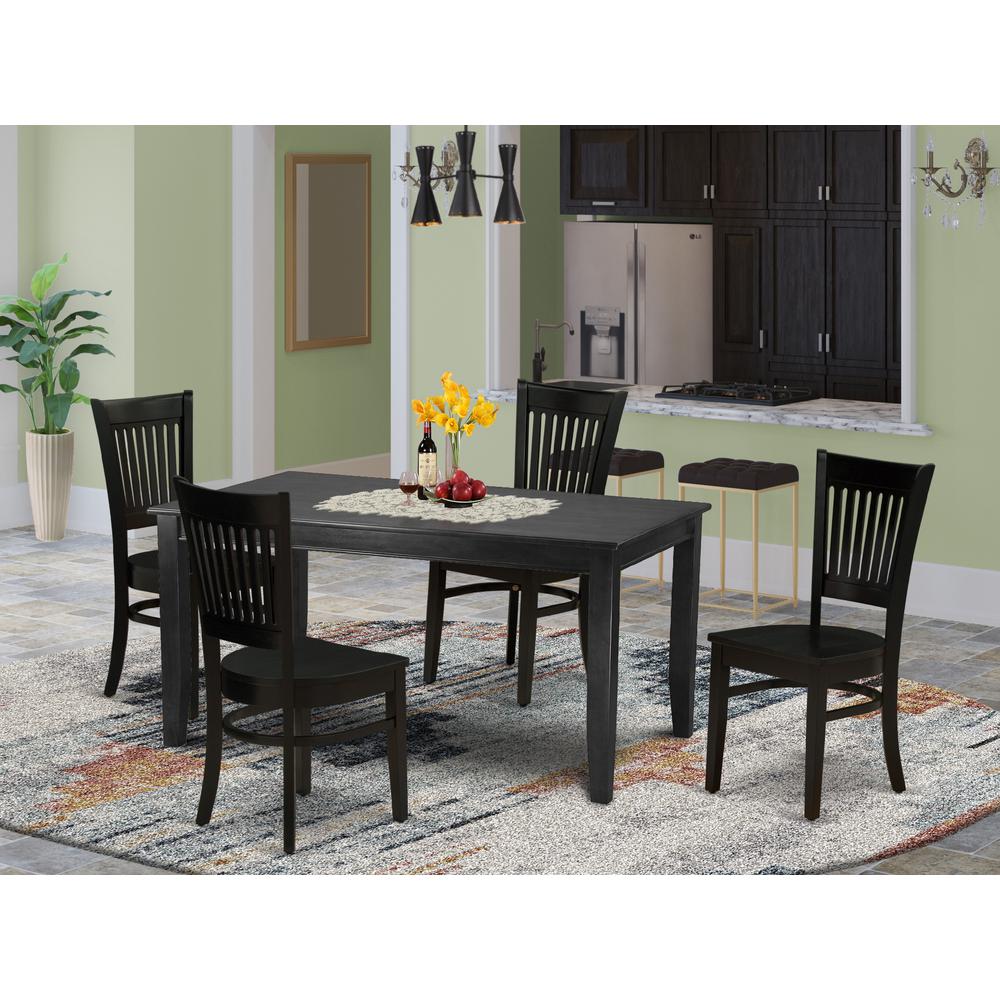 Dining Table- Dining Chairs, DUVA5-BLK-W. Picture 4