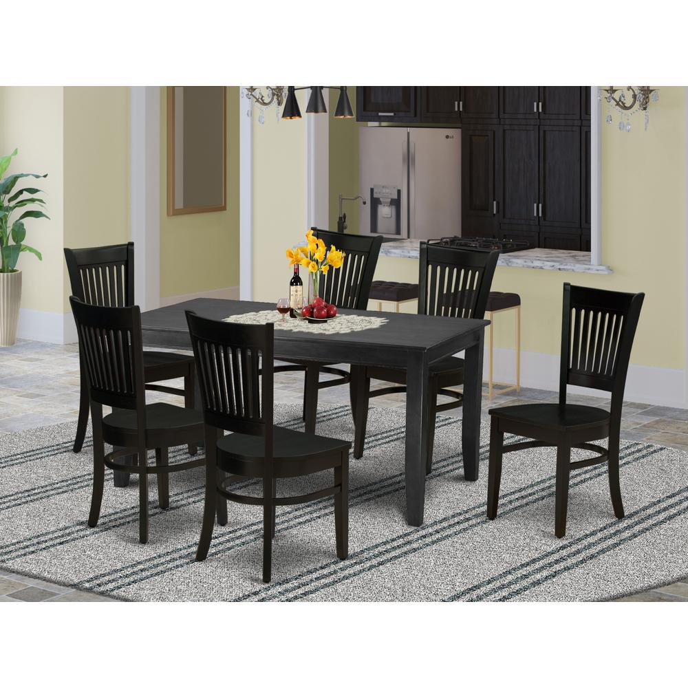 Dining Table- Dining Chairs, DUVA7-BLK-W. Picture 4