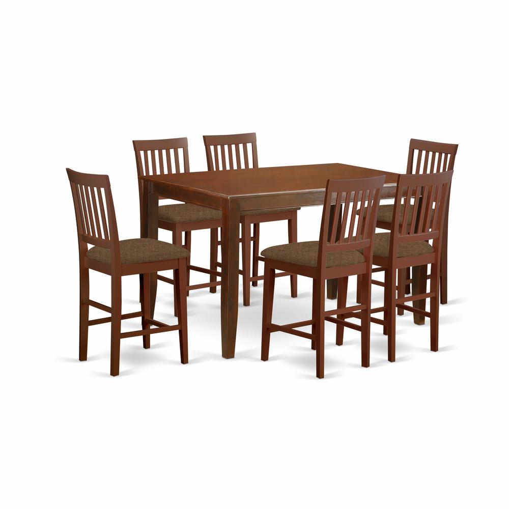 DUVN7H-MAH-C 7 Pc counter height Dining set- counter height Table and 6 Kitchen bar stool.. Picture 1