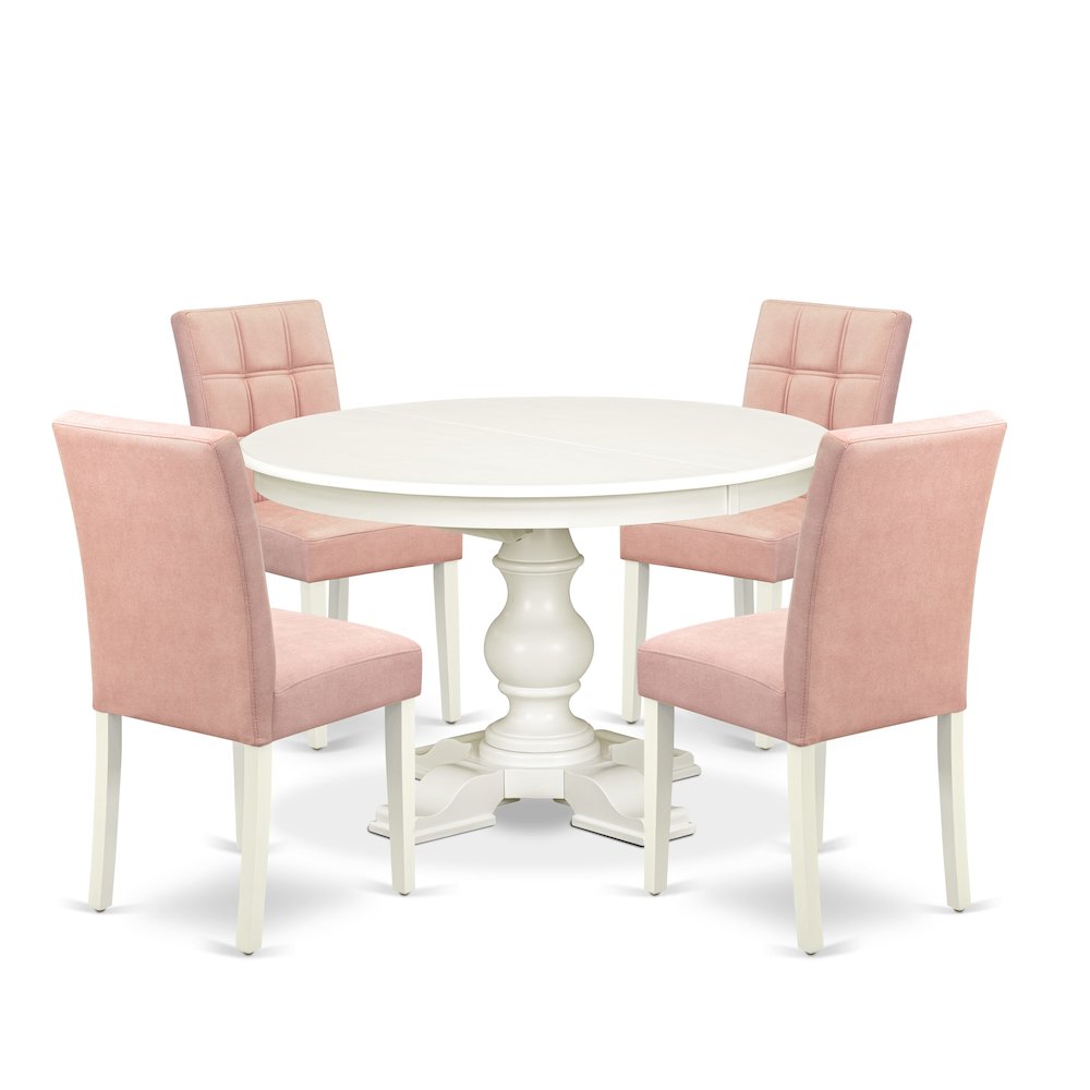 5-Piece Kitchen Table Set, Linen White. Picture 1