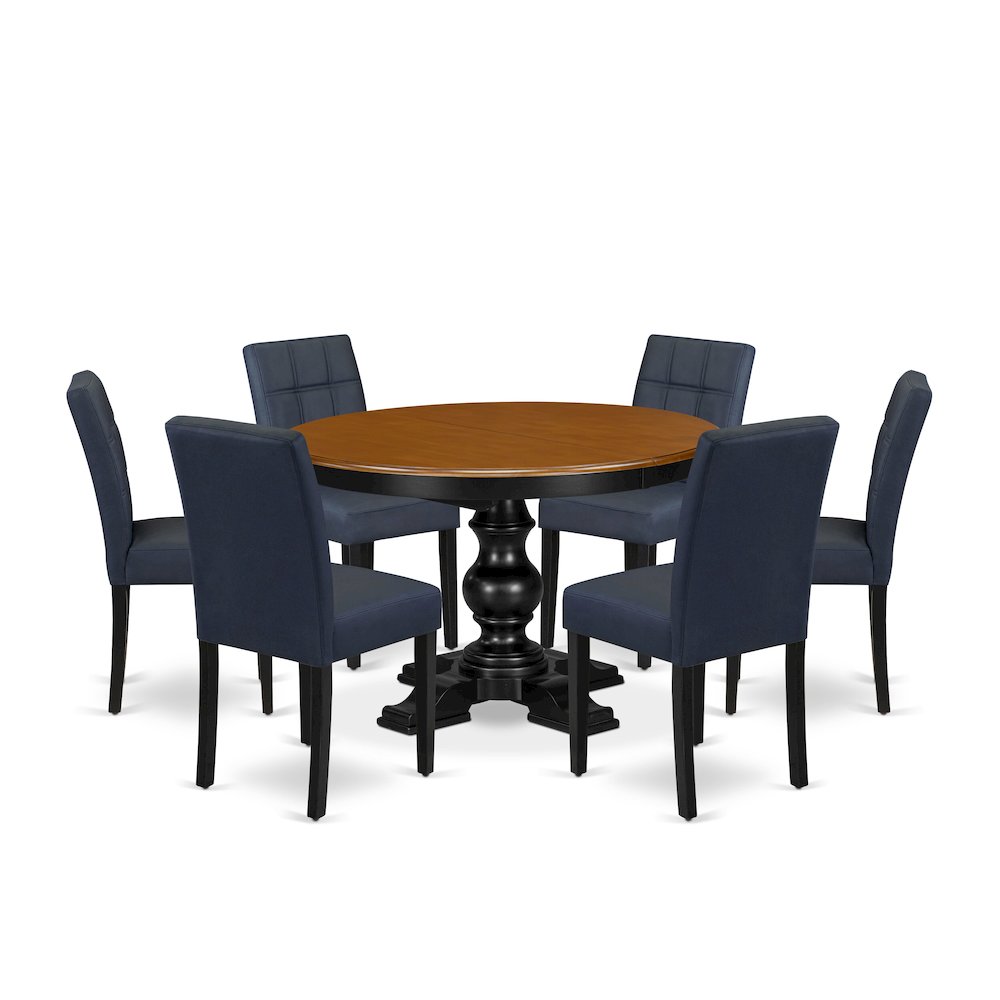9-Piece Kitchen Dining Table Set, Black & Cherry. Picture 1