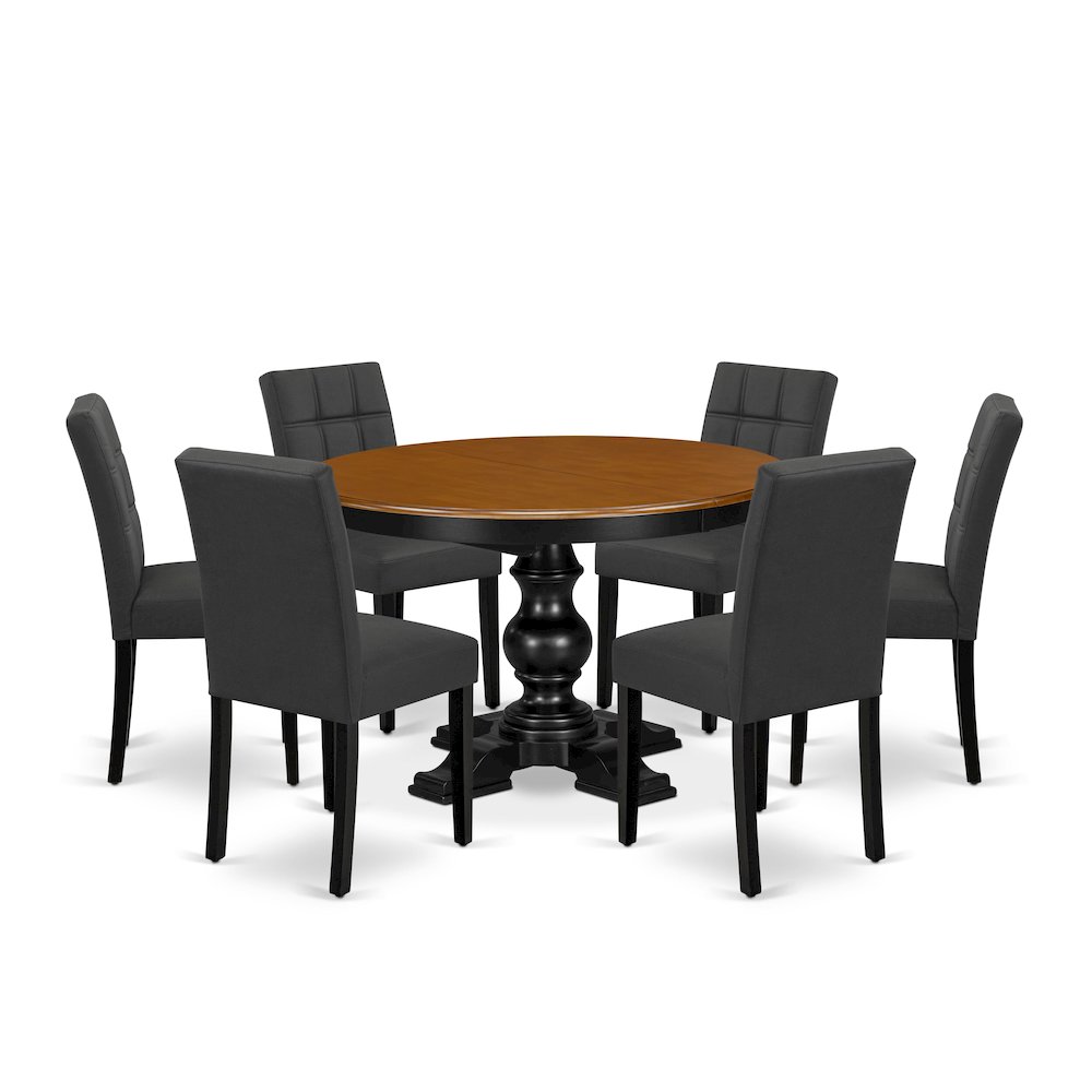 5-Piece Dining Room Table Set, Black & Cherry. Picture 1
