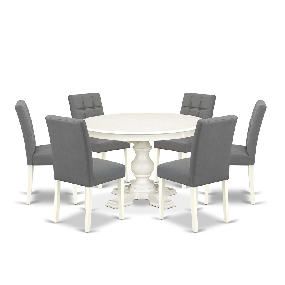 7-Piece Kitchen Table Set, Linen White. Picture 1