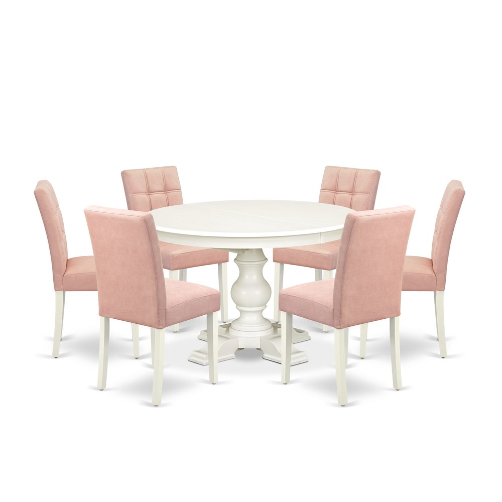 9-Piece Modern Dining Set, Linen White. Picture 1
