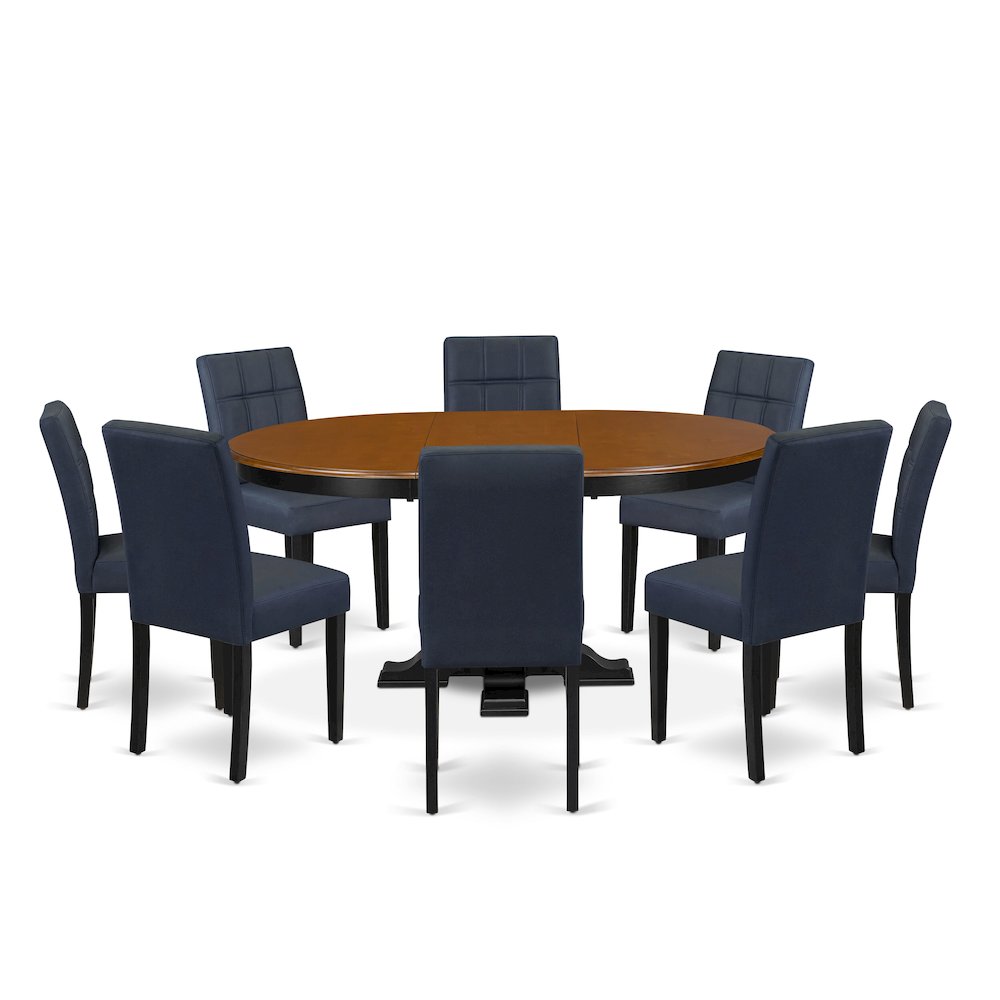 7-Piece Dining Room Table Set, Black & Cherry. Picture 1