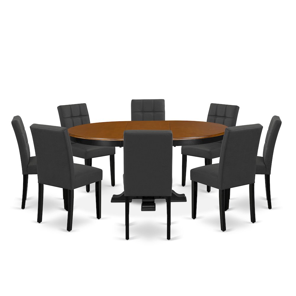 9-Piece Kitchen Dining Table Set, Black & Cherry. Picture 1