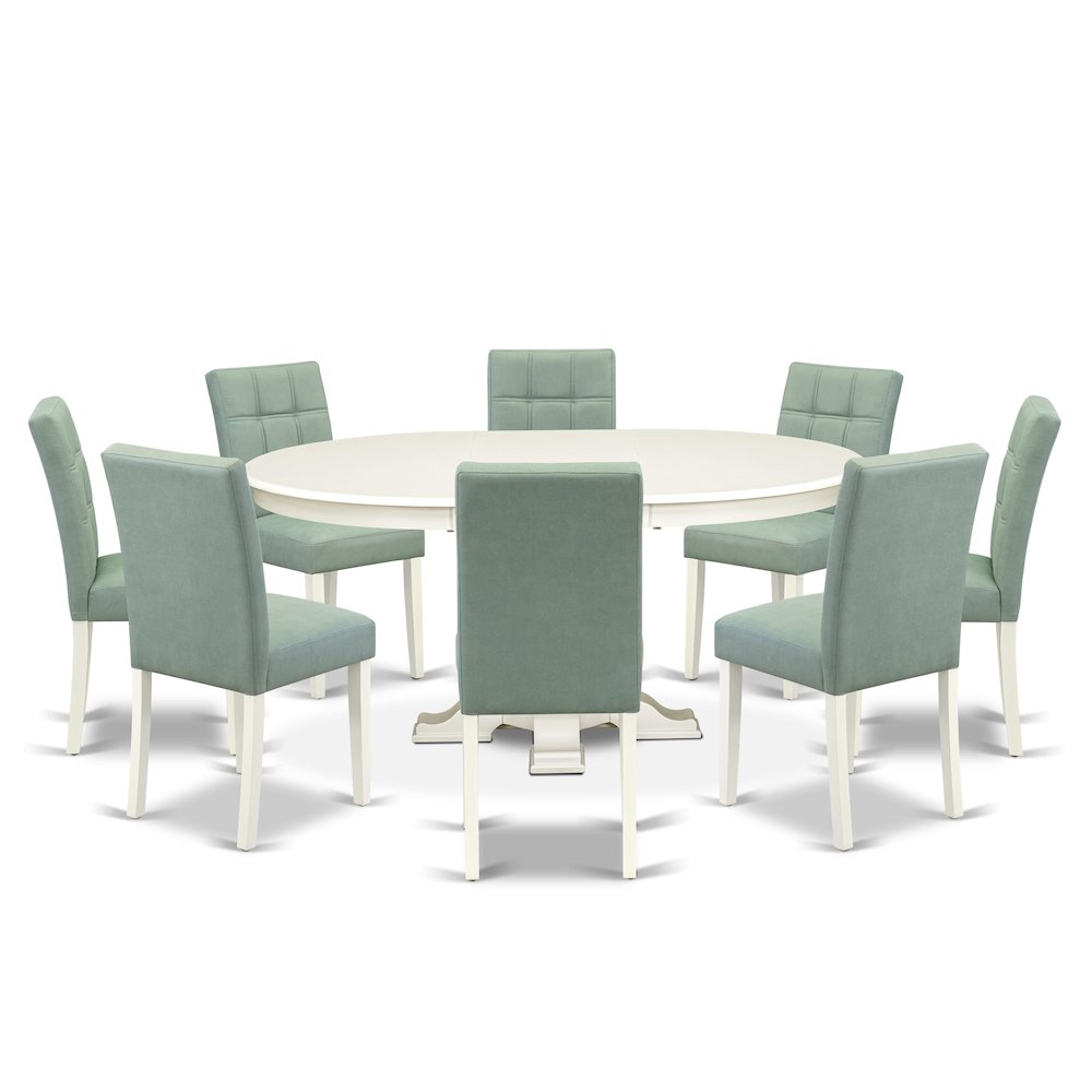 9-Piece Dining Table Set, Linen White. Picture 1