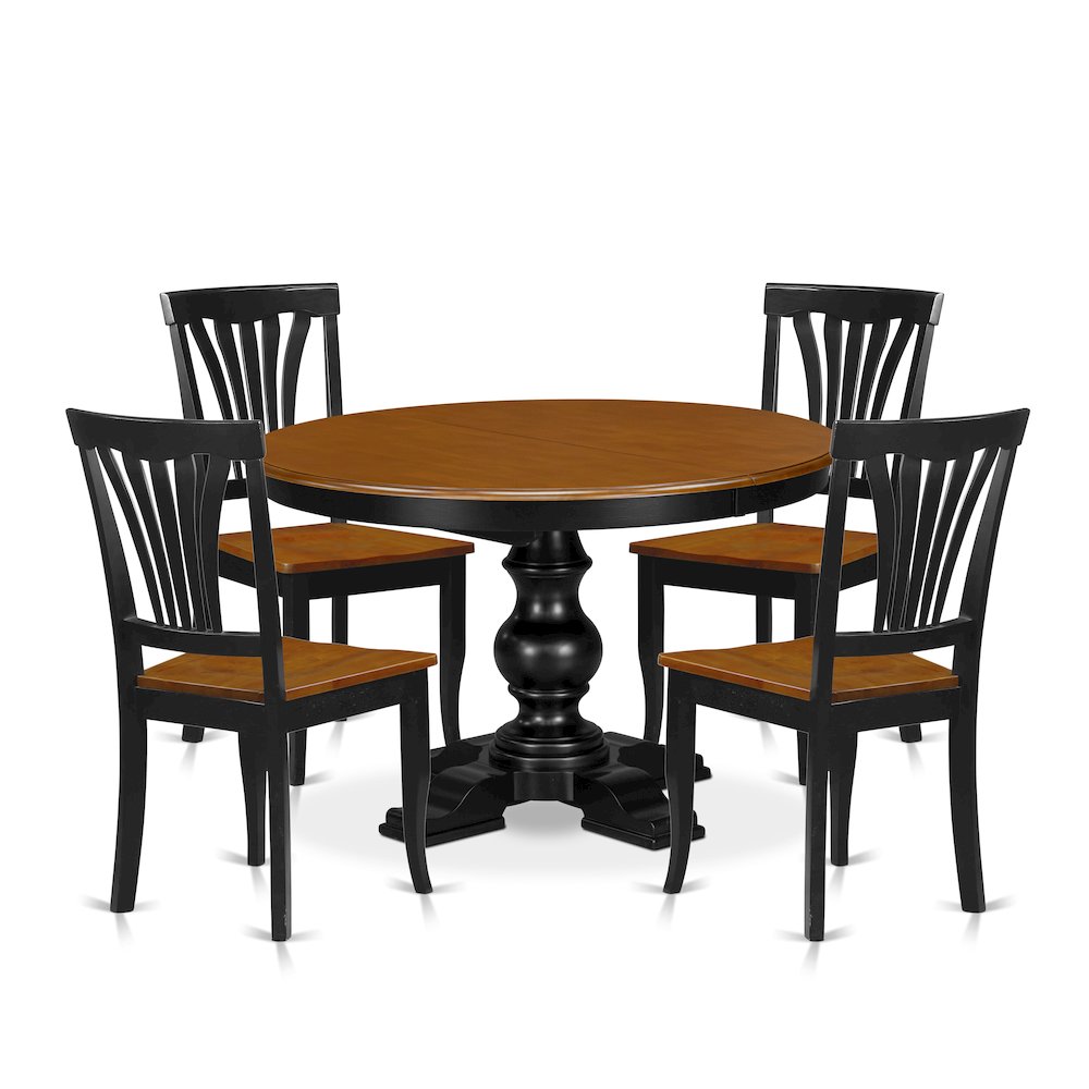 5-Piece Modern Dining Set, Black & Cherry. Picture 1