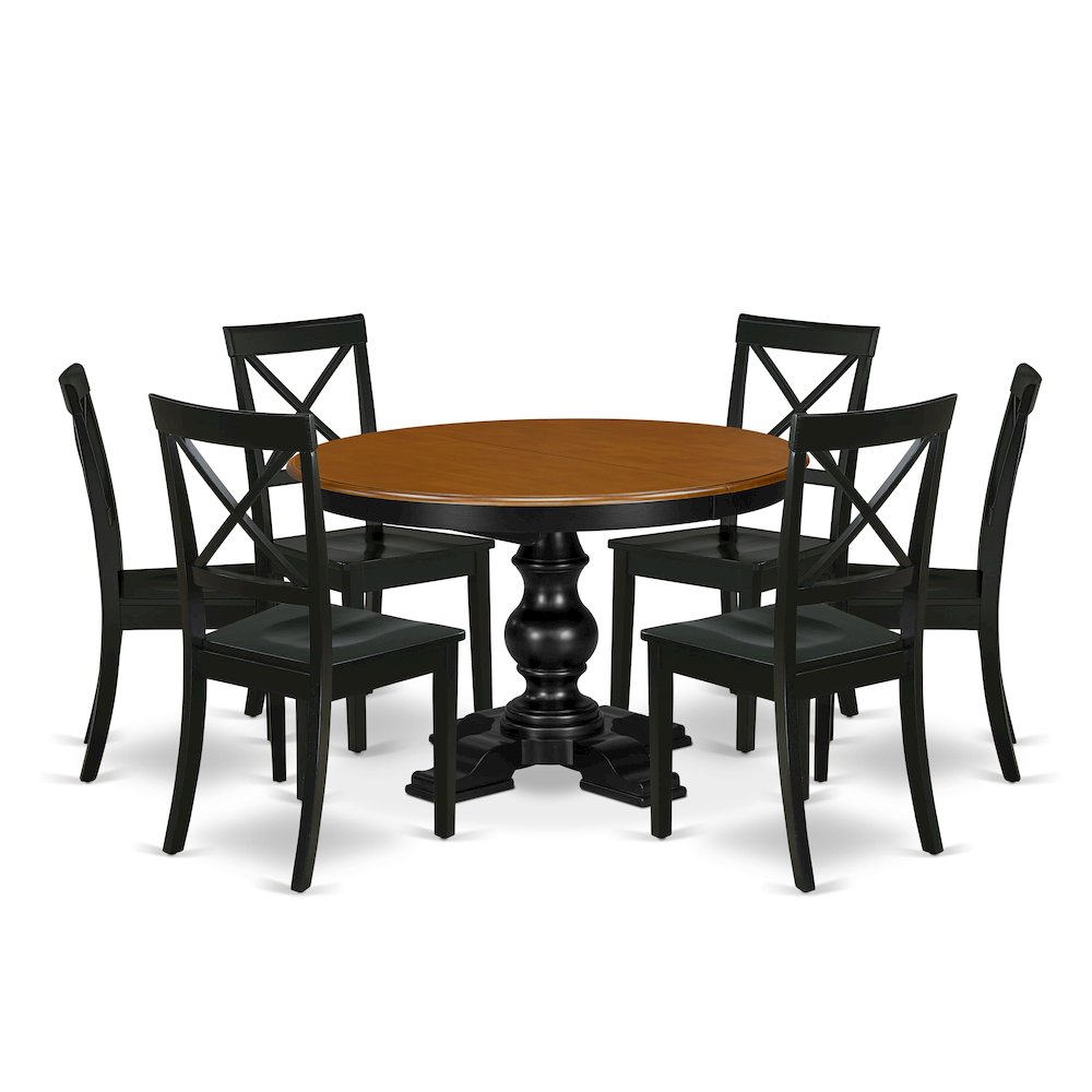 5-Piece Modern Dining Set, Black & Cherry. Picture 1