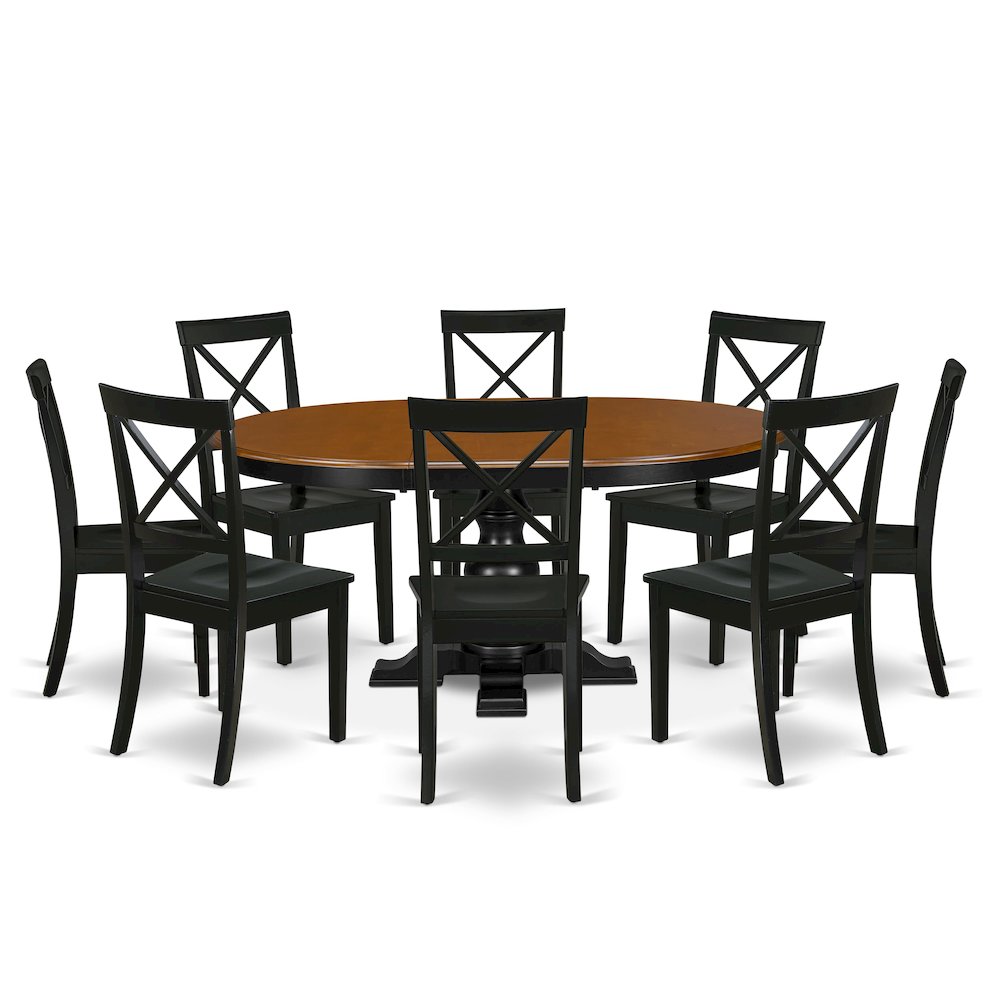 5-Piece Modern Dining Set, Black & Cherry. Picture 1