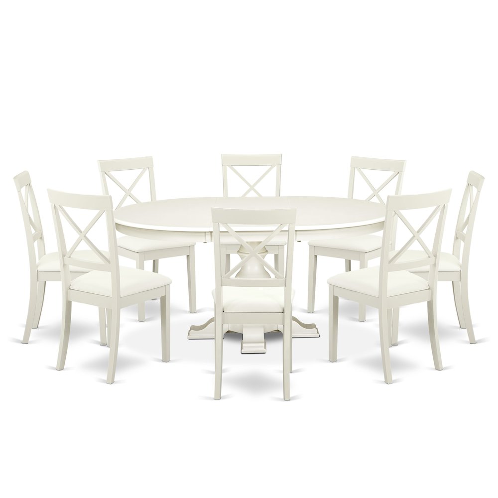 7-Piece Modern Dining Set, Linen White. Picture 1