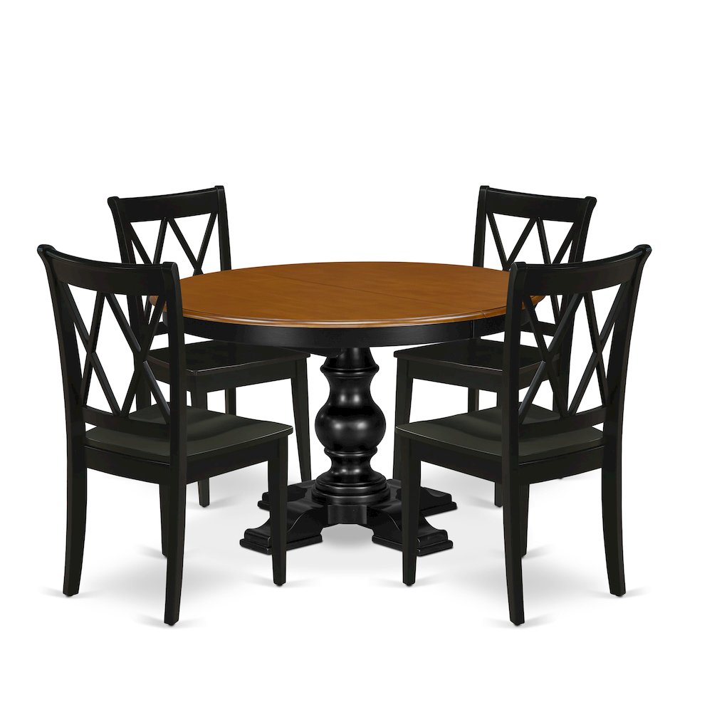 5-Piece Dining Room Set, Black & Cherry. Picture 1