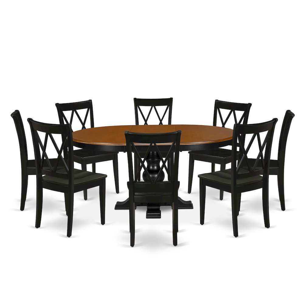 5-Piece Dining Table Set, Black & Cherry. Picture 1