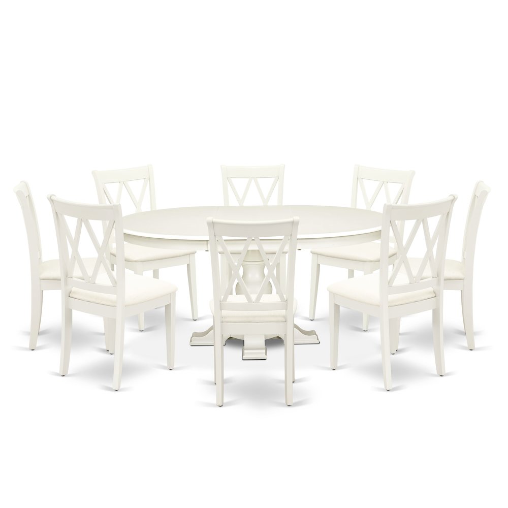 7-Piece Dining Table Set, Linen White. Picture 1