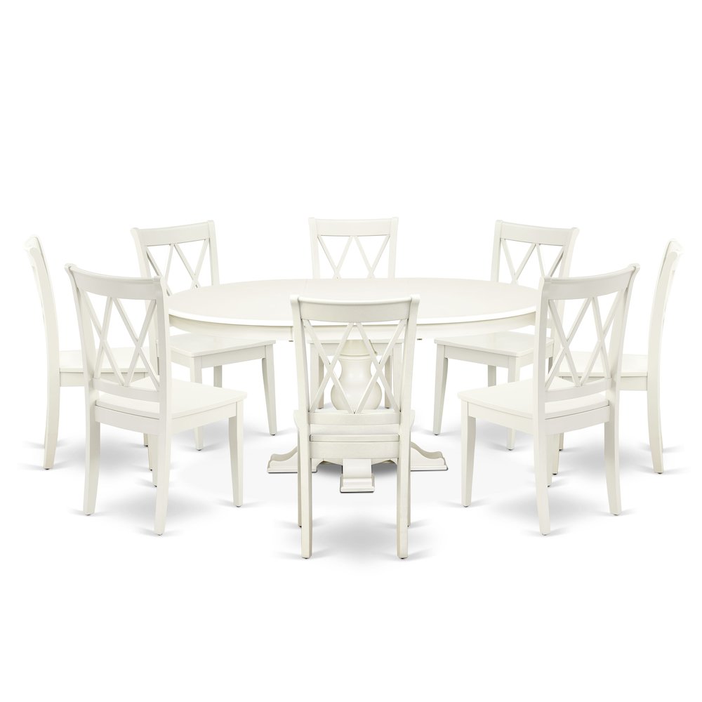9-Piece Modern Dining Set, Linen White. Picture 1