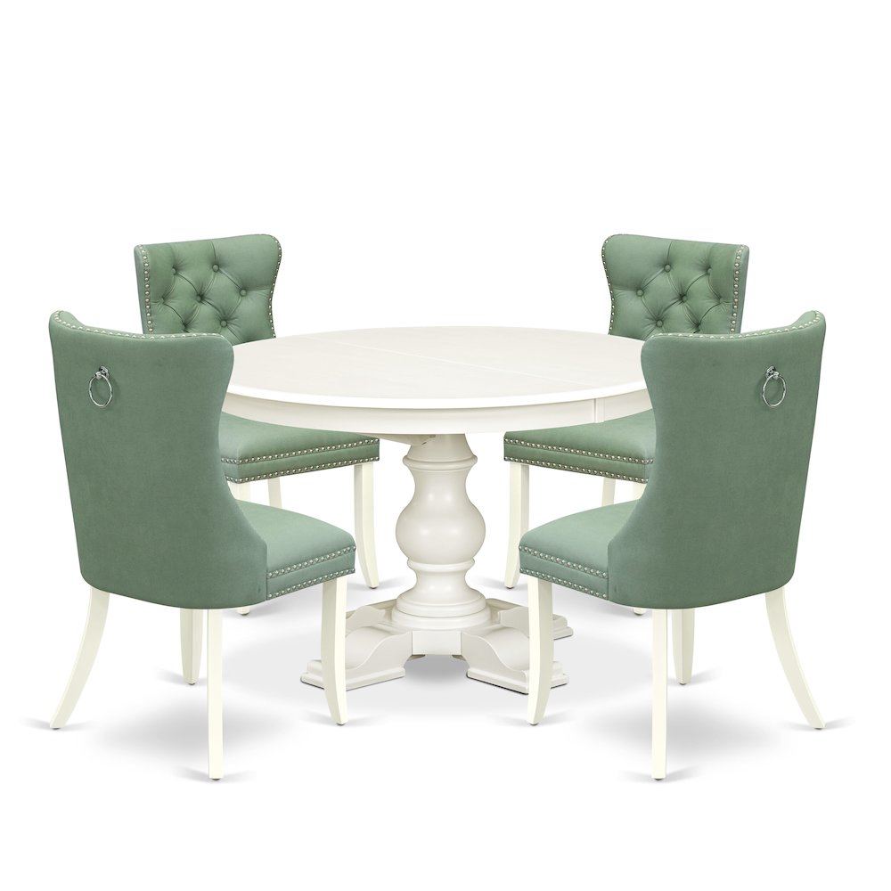 9-Piece Kitchen Dining Set, Linen White. Picture 1