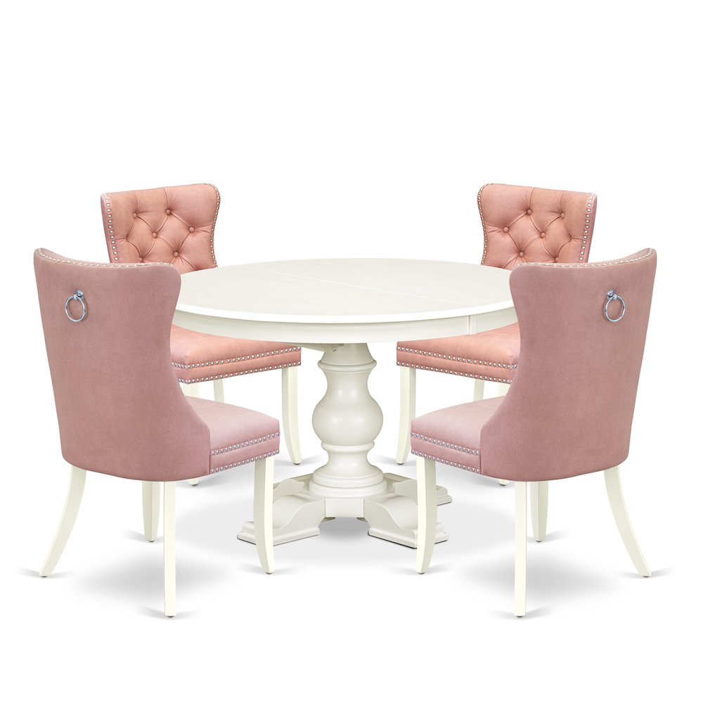 5-Piece Modern Dining Set, Linen White. Picture 1