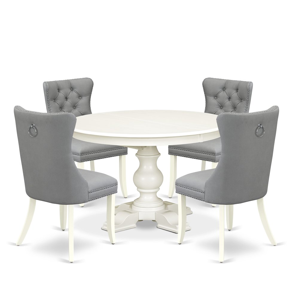 7-Piece Modern Dining Set, Linen White. Picture 1