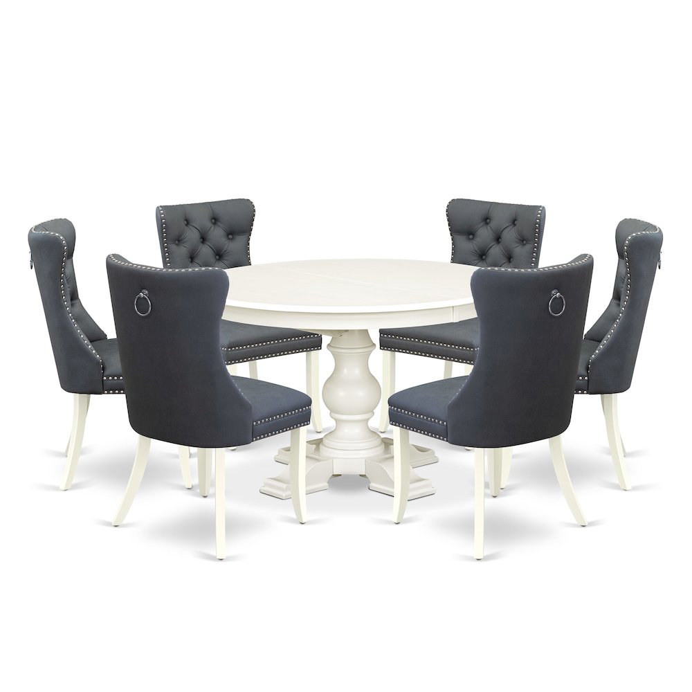 7-Piece Dining Table Set, Linen White. Picture 1