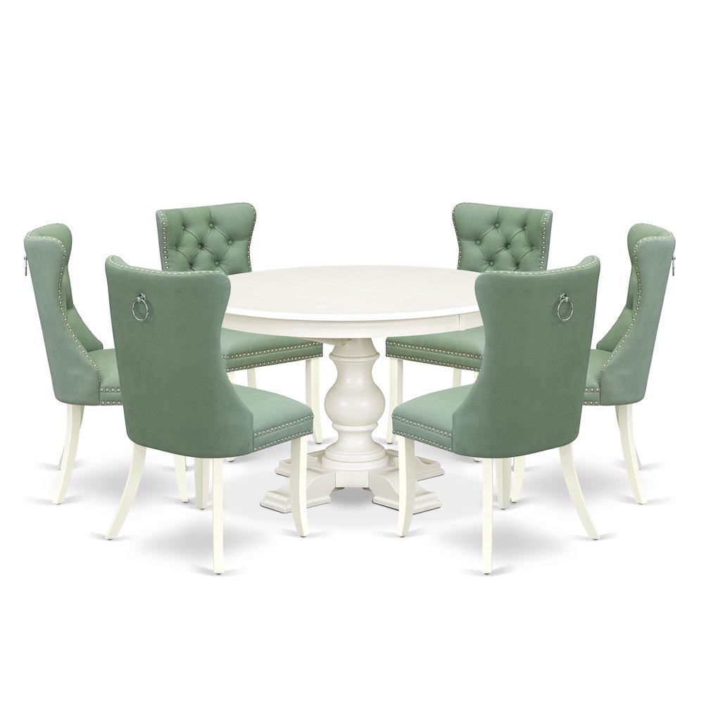9-Piece Dining Table Set, Linen White. Picture 1