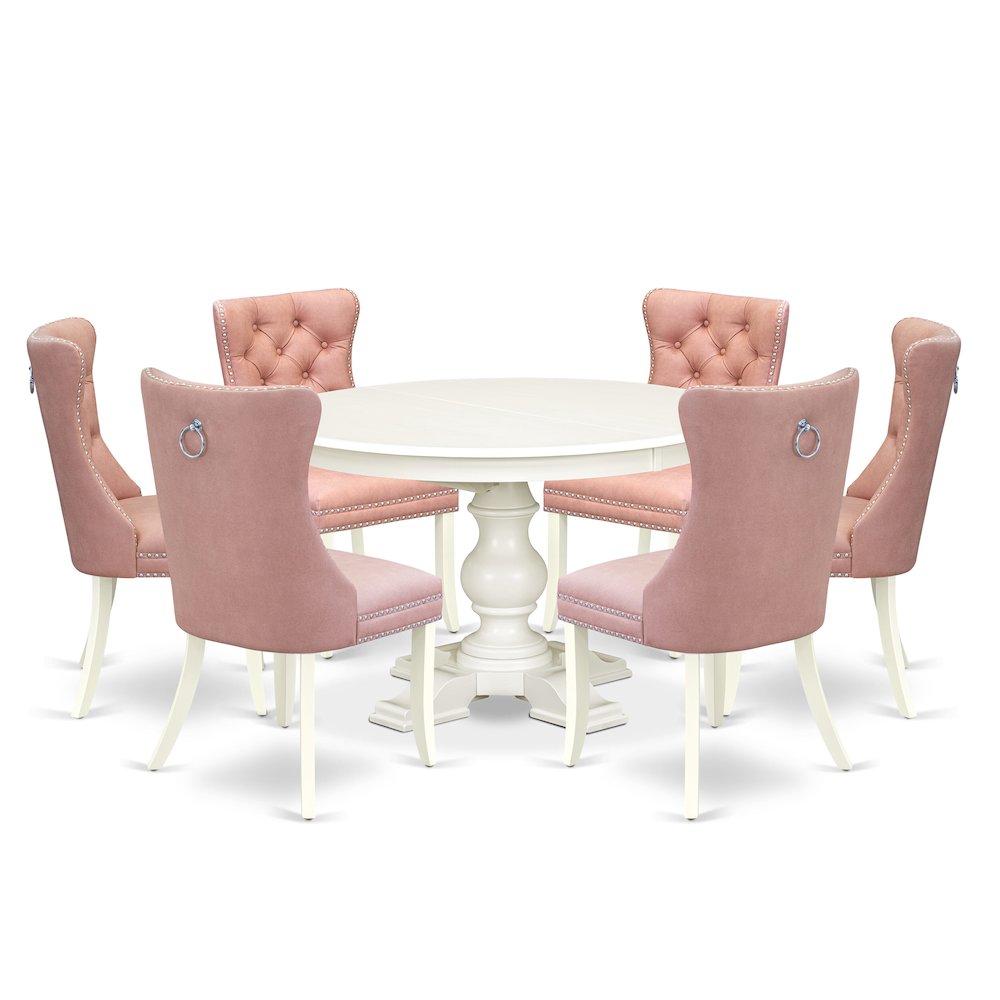 5-Piece Kitchen Table Set, Linen White. Picture 1