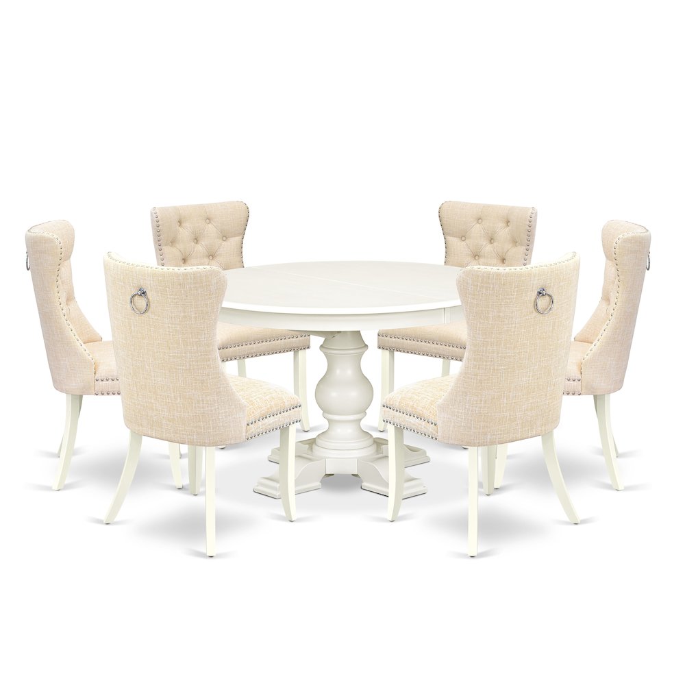 9-Piece Dining Room Table Set, Linen White. Picture 1
