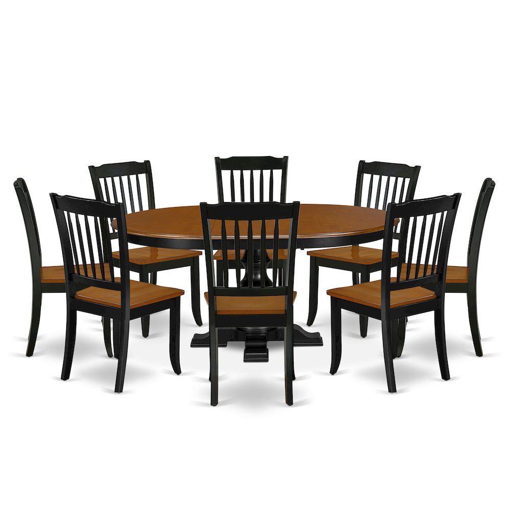 5-Piece Dining Room Table Set, Black & Cherry. Picture 1