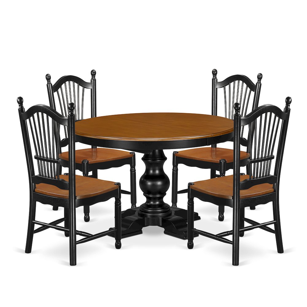 5-Piece Mid-Century Kitchen Set, Black & Cherry. Picture 1